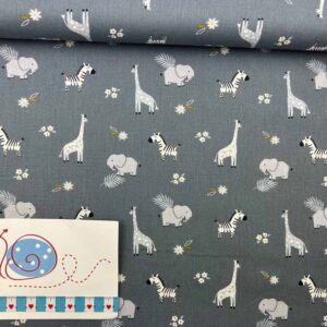 Baumwoll-Druck Zebra 006 blau