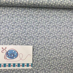 Baumwoll-Druck Blumen 002 blau