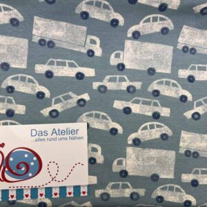 Baumwoll-Jersey Tiny car/80 blau