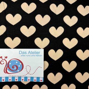 Jersey Herzen schwarz/beige