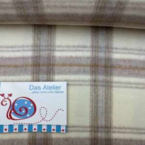 Wollstoff Karo beige
